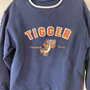 Disneyland Navy Tigger Embroidered Pullover Crewneck Sweatshirt Vintage